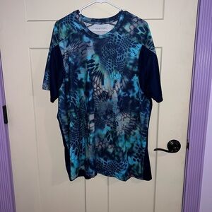 HUK Blue Patterned Performance Shirt